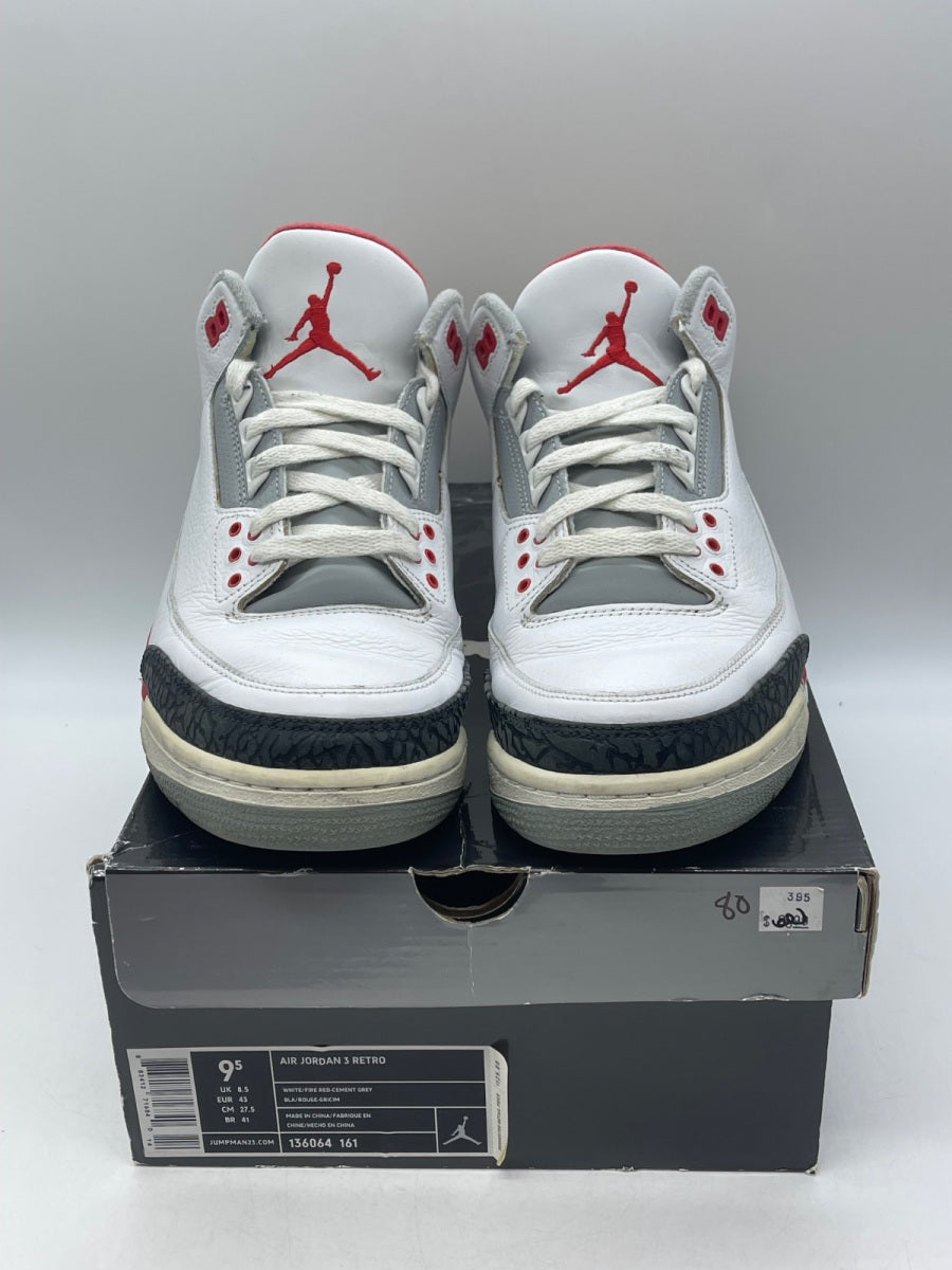 Jordan 3 Retro Fire Red (2007) 9.5 (Moderately Worn Pre-Owned)JordanWhite/Fire Red-Cement Grey - Image 2