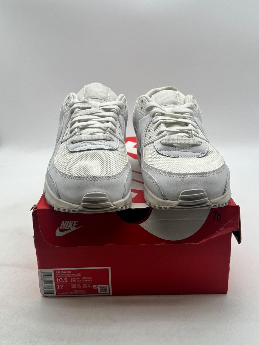 Nike Air Max 90 Recraft Triple White 10.5 (Moderately Worn Pre-Owned) - Image 2