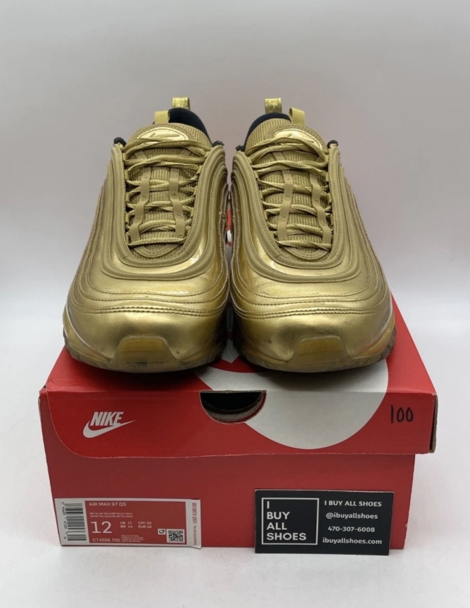 Nike Air Max 97 Gold Medal 12 (Lightly Worn Pre-Owned)NikeMetallic Gold/Metallic Gold-Metallic Gold - Image 2