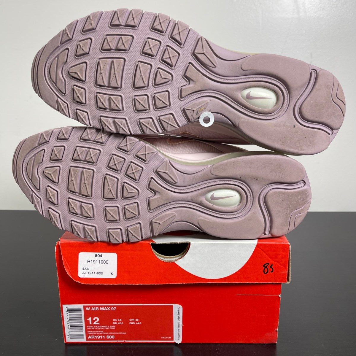 Nike Air Max 97 Barely Rose (Women's) 12W (Moderately Worn Pre-Owned)NikeBarely Rose/Barely Rose - Image 5