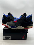 Jordan 4 Retro Rare Air (White Lettering) 12 (Moderately Worn Pre-Owned)JordanBlack/Fire Red/Deep Royal Blue/Dark Smoke Grey/Tech Grey - Image 1