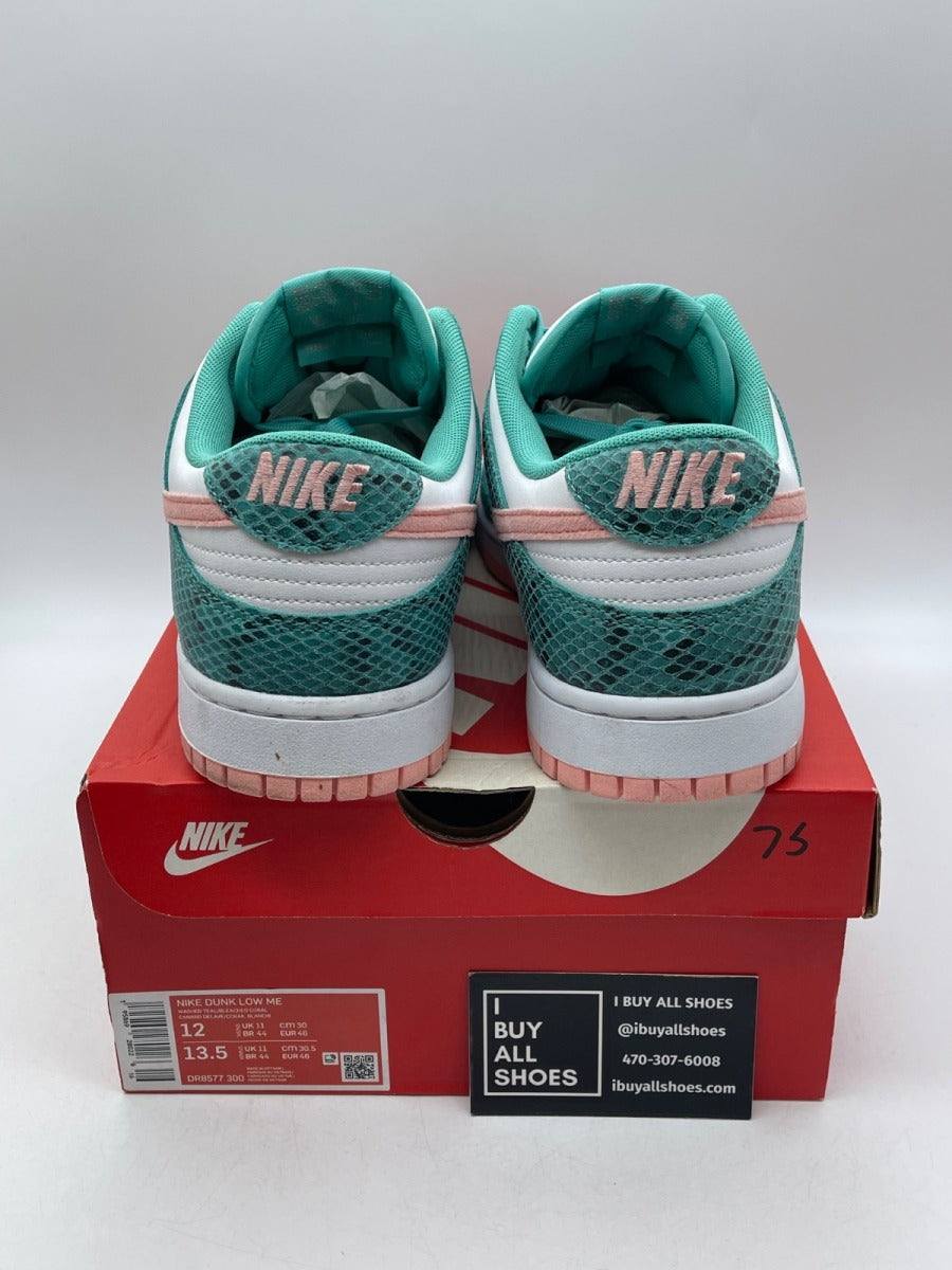 Nike Dunk Low Snakeskin Washed Teal Bleached Coral 12 (Moderately Worn Pre-Owned) - Image 3