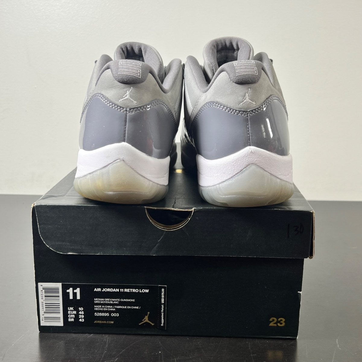 Jordan 11 Retro Low Cool Grey 11 (Lightly Worn Pre-Owned)JordanMedium Grey/White-Gunsmoke - Image 4