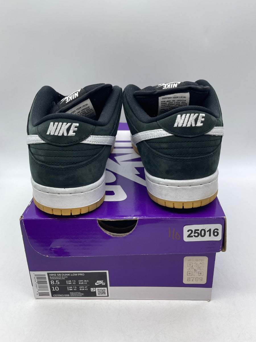 Nike SB Dunk Low Pro Black Gum 8.5 (Moderately Worn Pre-Owned)NikeBlack/White/Black/Gum Light Brown - Image 3