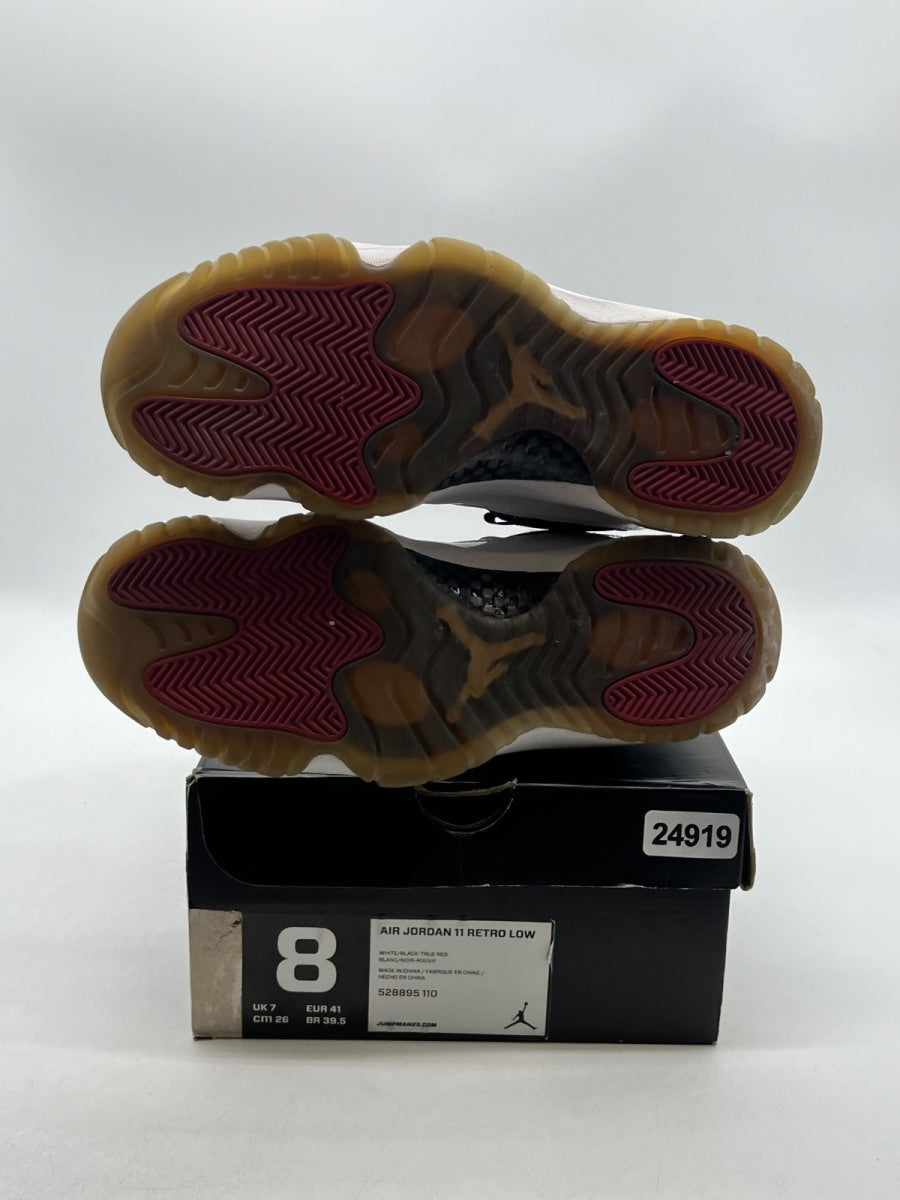 Jordan 11 Retro Low Tuxedo 8 (Moderately Worn Pre-Owned)JordanWhite/Black-True Red - Image 8