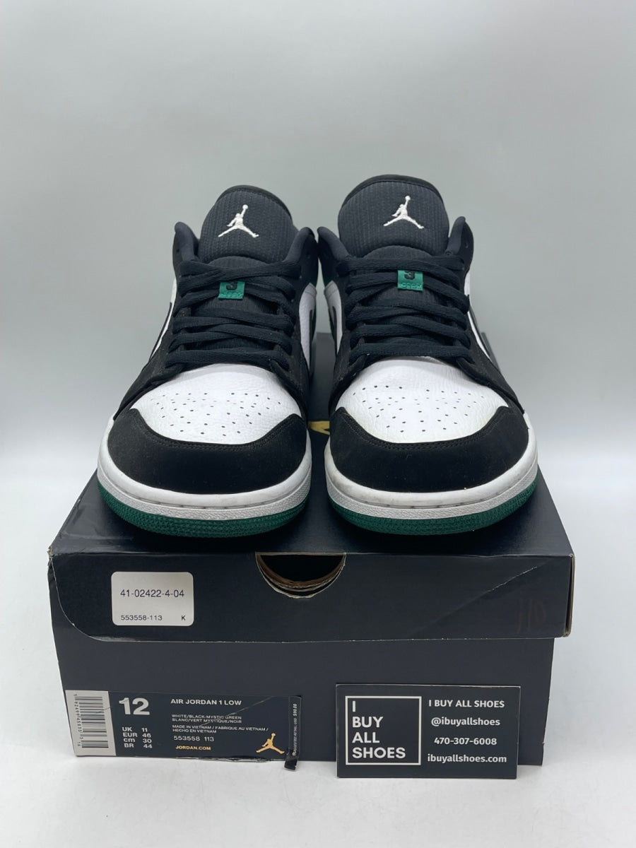 Jordan 1 Low White Black Mystic Green 12 (Moderately Worn Pre-Owned) - Image 2
