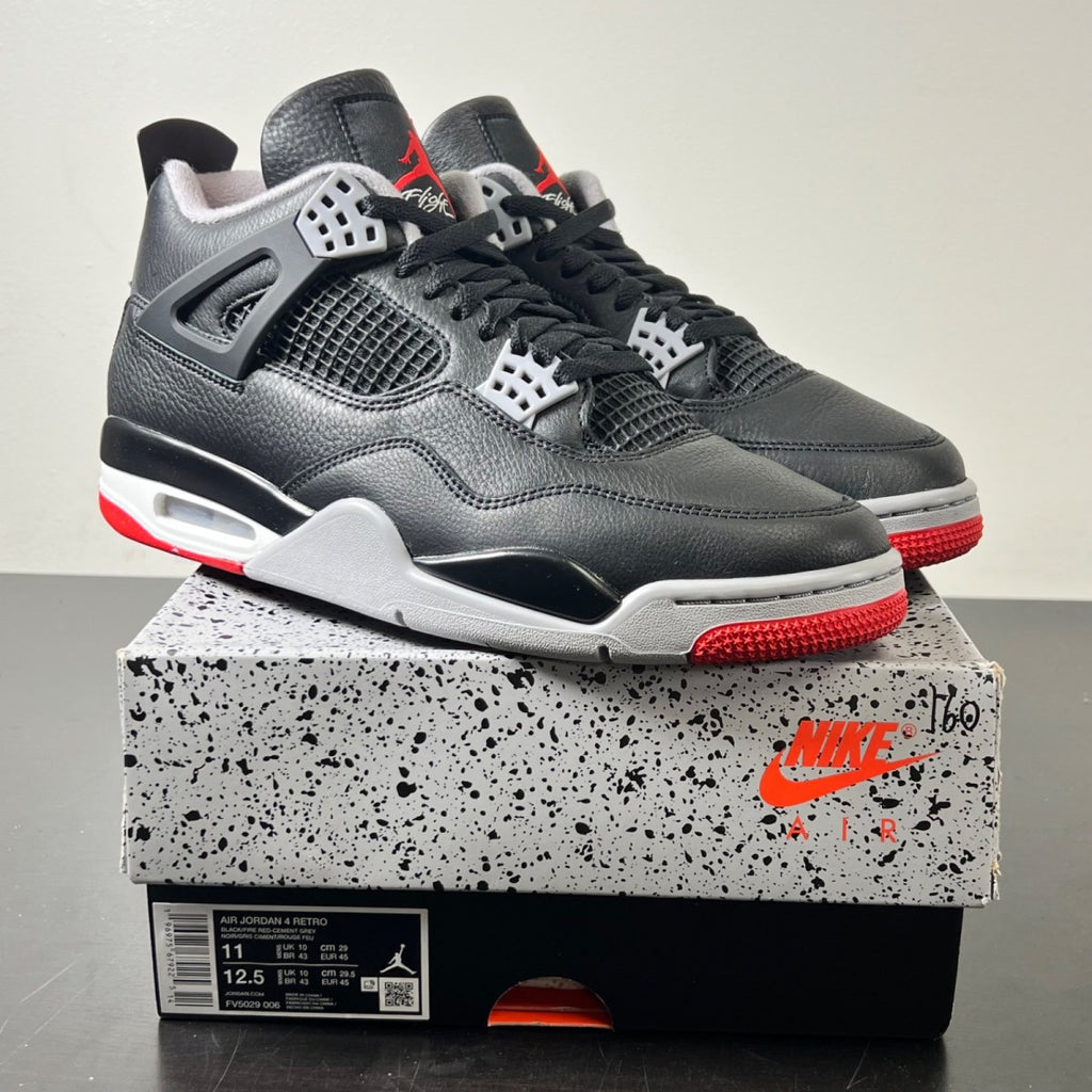 Jordan 4 Retro Bred Reimagined 11 (Lightly Worn Pre-Owned)JordanBlack/Cement Grey/Varsity Red/Summit White - Image 1