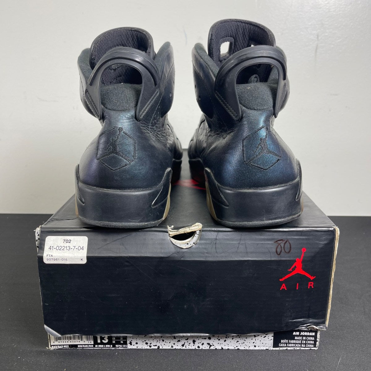 Jordan 6 Retro All-Star Chameleon (2017) 13 (Moderately Worn Pre-Owned)JordanBlack/Black-Metallic Silver-White - Image 4