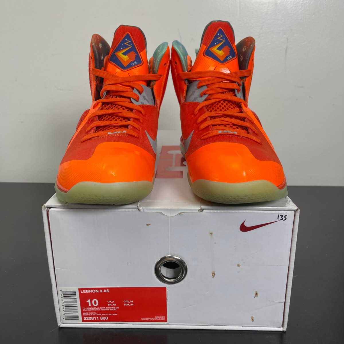 Nike LeBron 9 Big Bang AS (2012) 10 (Moderately Worn Pre-Owned)NikeTotal Orange/Metallic Silver-Team Orange-Mango - Image 2