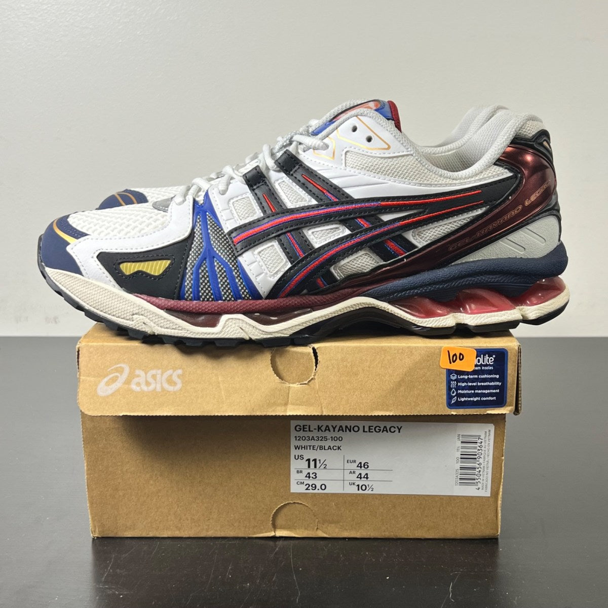 ASICS Gel-Kayano Legacy White Black Red Blue 11.5 (Lightly Worn Pre-Owned)ASICSWhite/Black - Image 3
