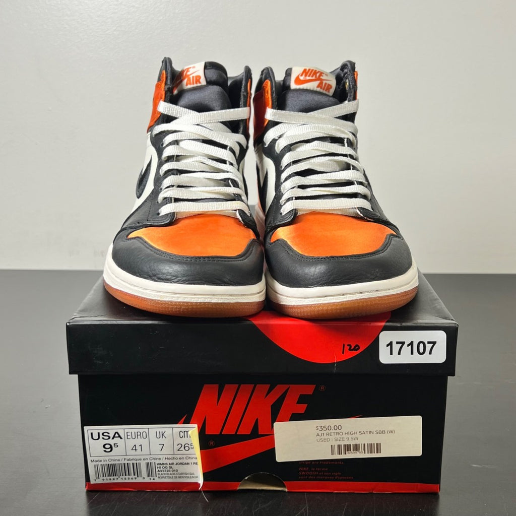 Jordan 1 Retro High OG Satin Shattered Backboard (Women's) 9.5W (Moderately Worn Pre-Owned)JordanBlack/Black-Starfish-Sail - Image 2