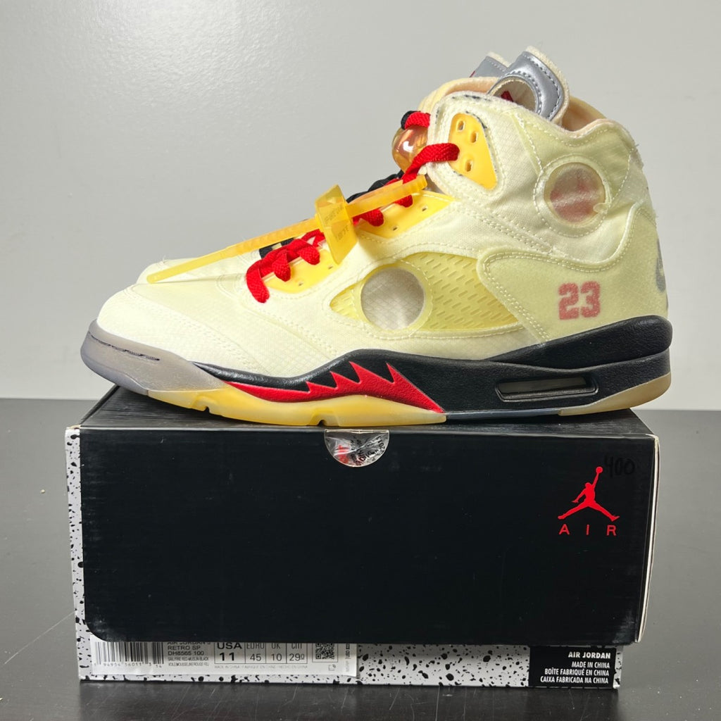 Jordan 5 Retro Off-White Sail 11 (Lightly Worn Pre-Owned)JordanSail/Fire Red-Muslin-Black - Image 3