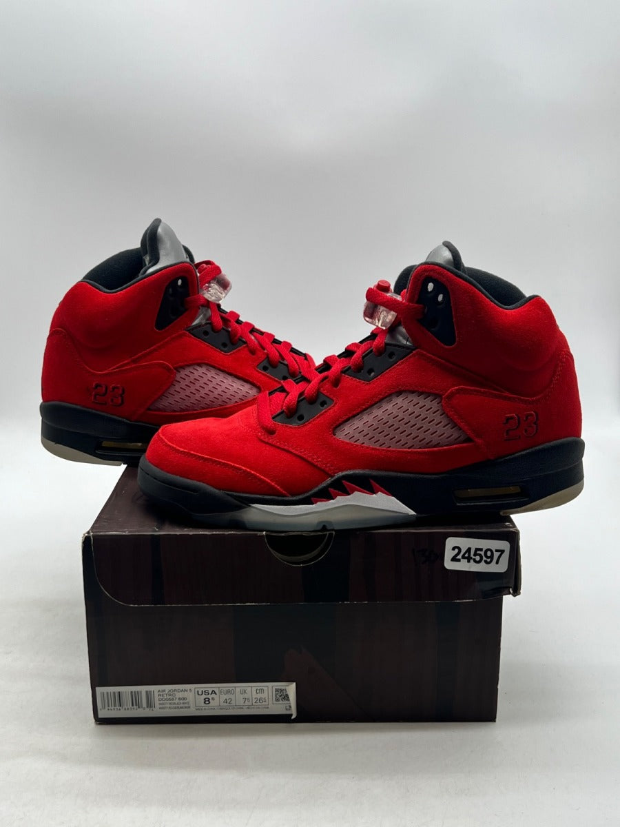 Jordan 5 Retro Raging Bull Red (2021) 8.5 (Lightly Worn Pre-Owned)JordanVarsity Red/Black-White - Image 1
