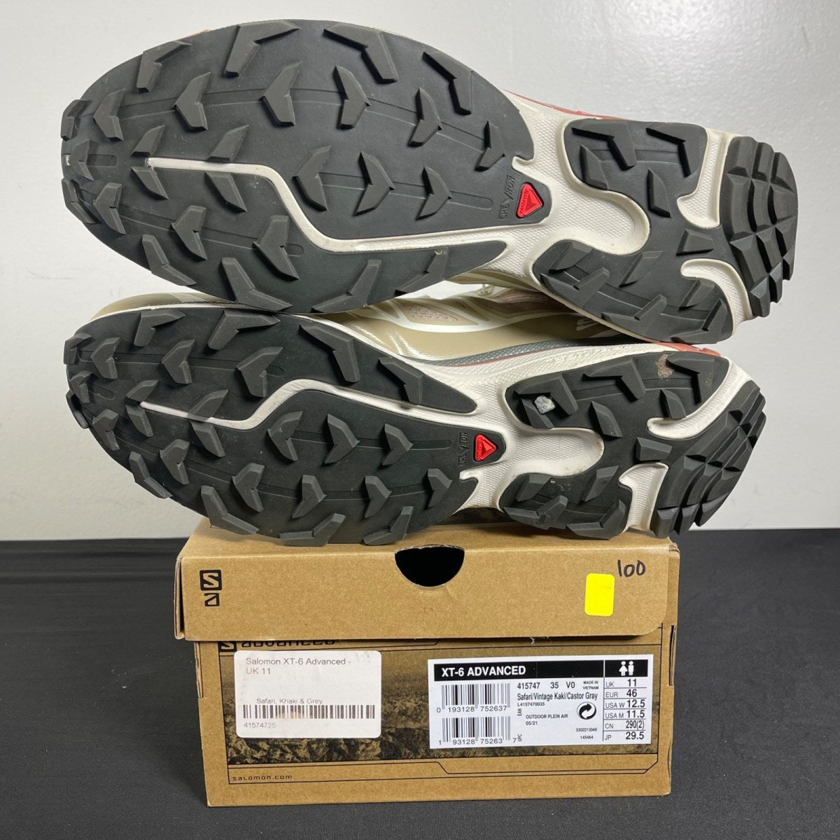 Salomon XT-6 Advanced Safari Vintage Khaki 11.5 (Moderately Worn Pre-Owned)SalomonSafari/Vintage Khaki/Red - Image 5
