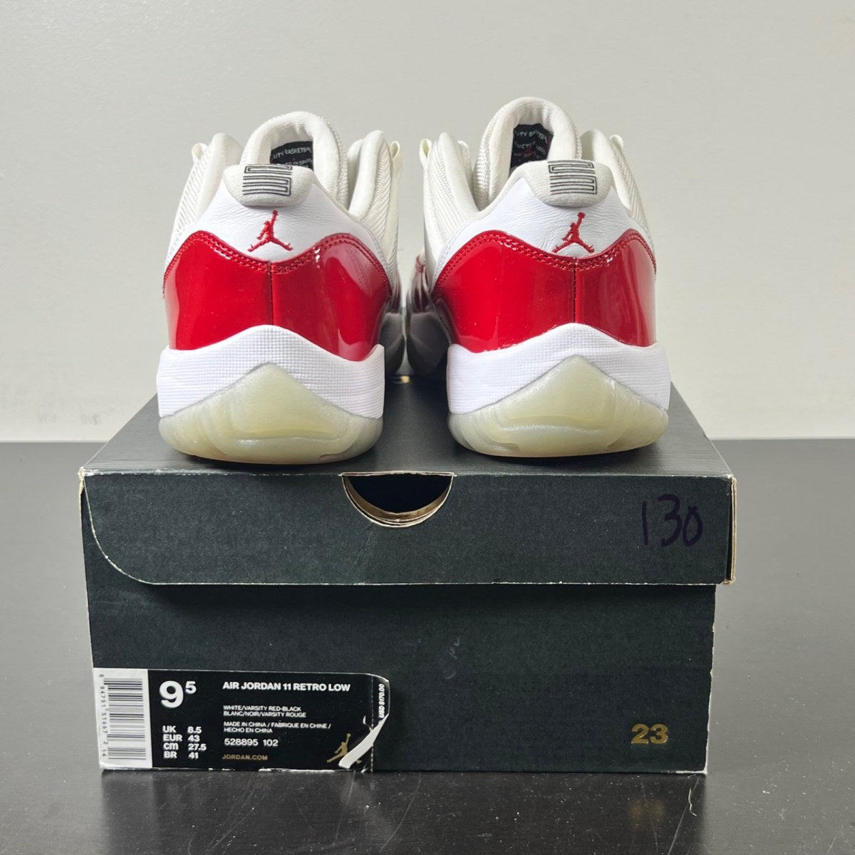 Jordan 11 Retro Low Cherry (2016) 9.5 (Lightly Worn Pre-Owned)JordanWhite/Varsity Red-Black - Image 4