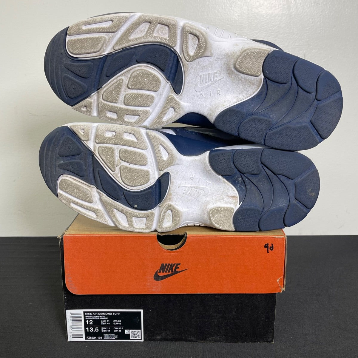 Nike Air Diamond Turf Cowboys 12 (Moderately Worn Pre-Owned)NikeWhite/College Navy/Metallic Silver - Image 5