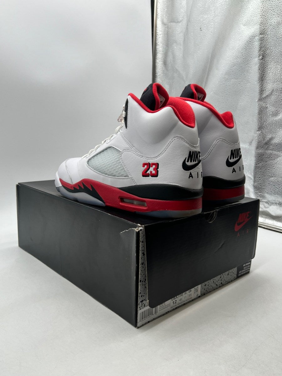 Jordan 5 Retro Fire Red Black Tongue (2025) 12 (Lightly Worn Pre-Owned)JordanWhite/Fire Red/Black - Image 5