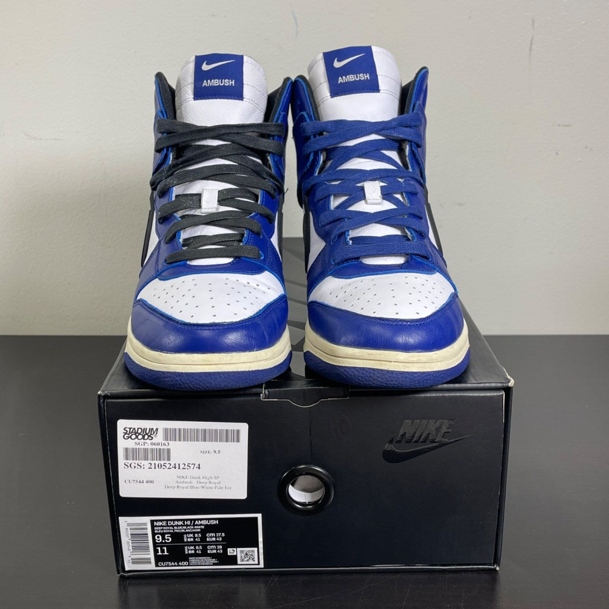 Nike Dunk High AMBUSH Deep Royal 9.5 (Moderately Worn Pre-Owned)NikeDeep Royal Blue/White-Pale Ivory-Black - Image 2