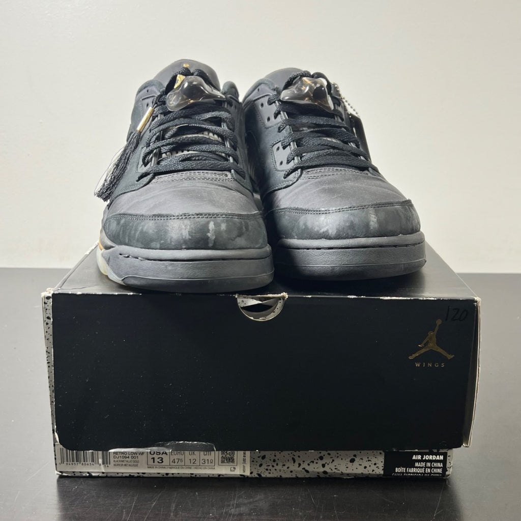 Jordan 5 Retro Low Wings 13 (Moderately Worn Pre-Owned)JordanBlack/Metallic Gold - Image 2