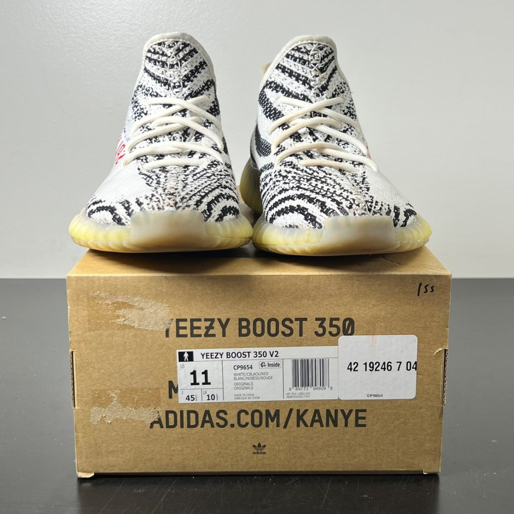 adidas Yeezy Boost 350 V2 Zebra 11 (Moderately Worn Pre-Owned)adidasWhite/Core Black/Red - Image 2