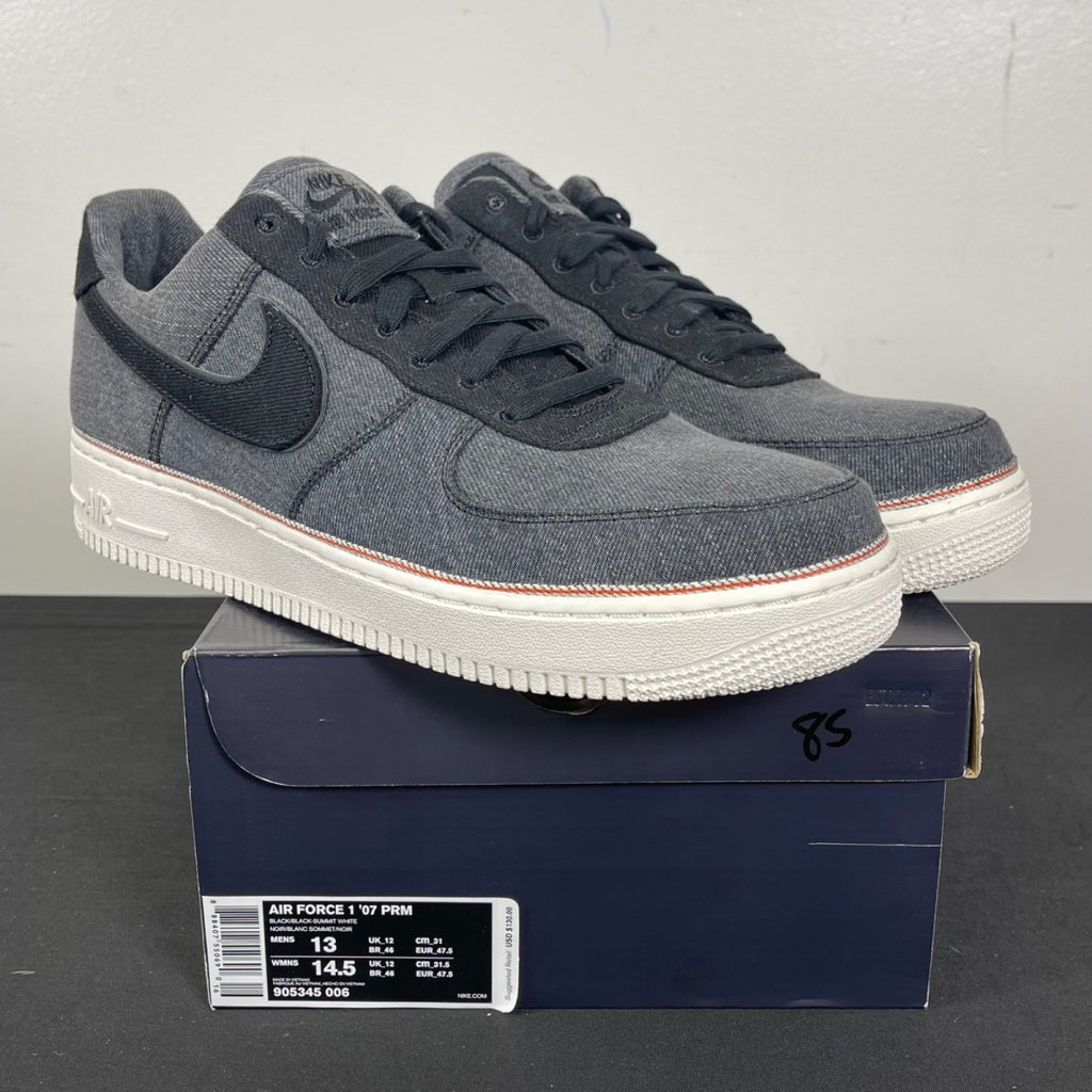 Nike Air Force 1 Low 3x1 Denim Black 13 (Moderately Worn Pre-Owned)NikeBlack/Black-Summit White - Image 1