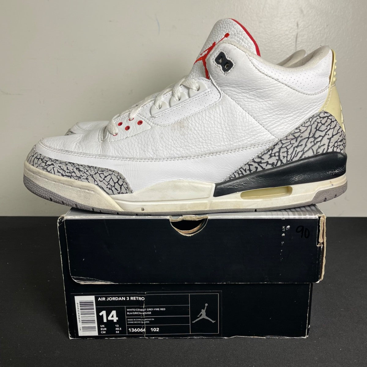 Jordan 3 Retro White Cement (2003) (Size 14) - Image 3