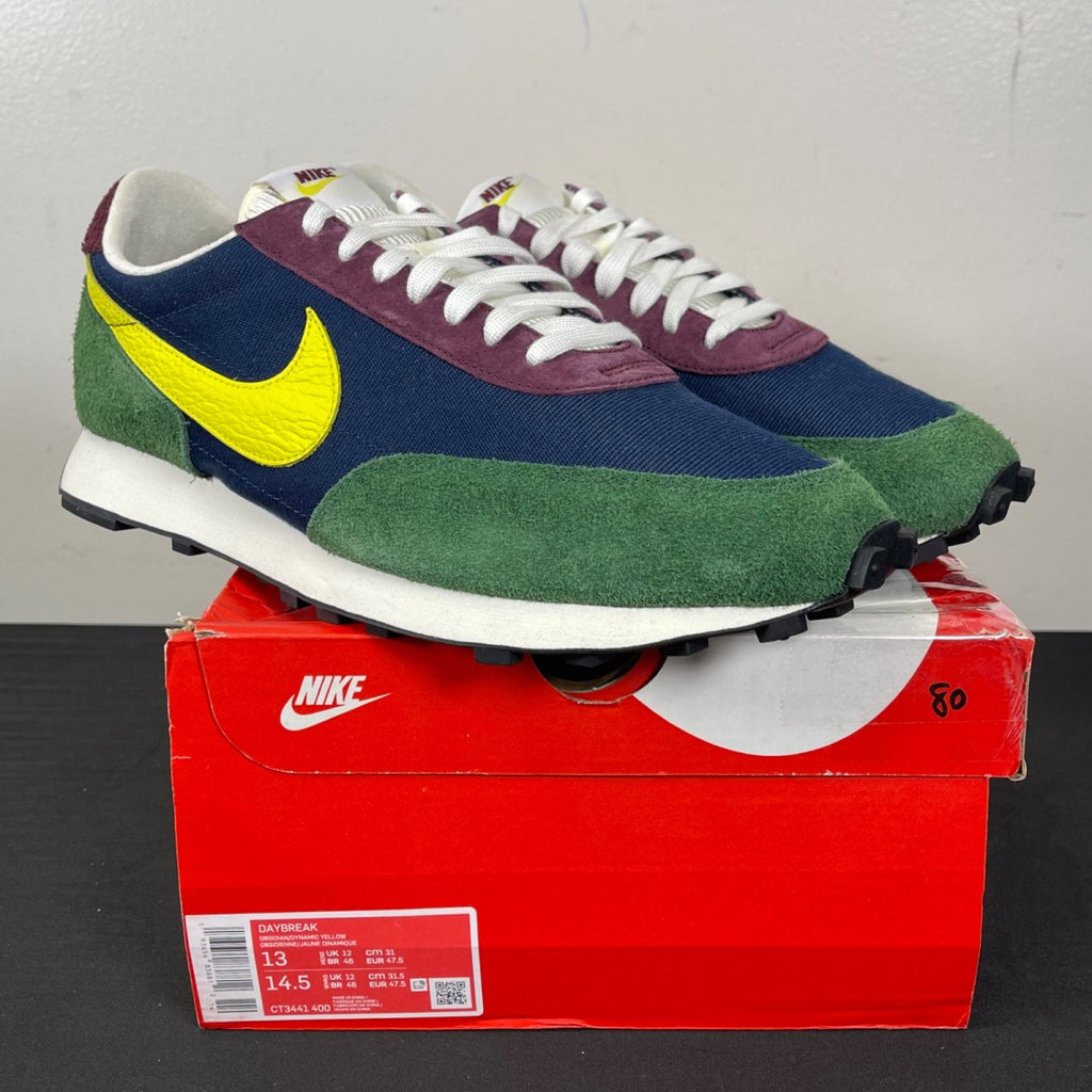 Nike Daybreak Obsidian Dynamic Yellow 13 (Moderately Worn Pre-Owned)NikeObsidian/Dynamic Yellow-Cosmic Bonsai - Image 1