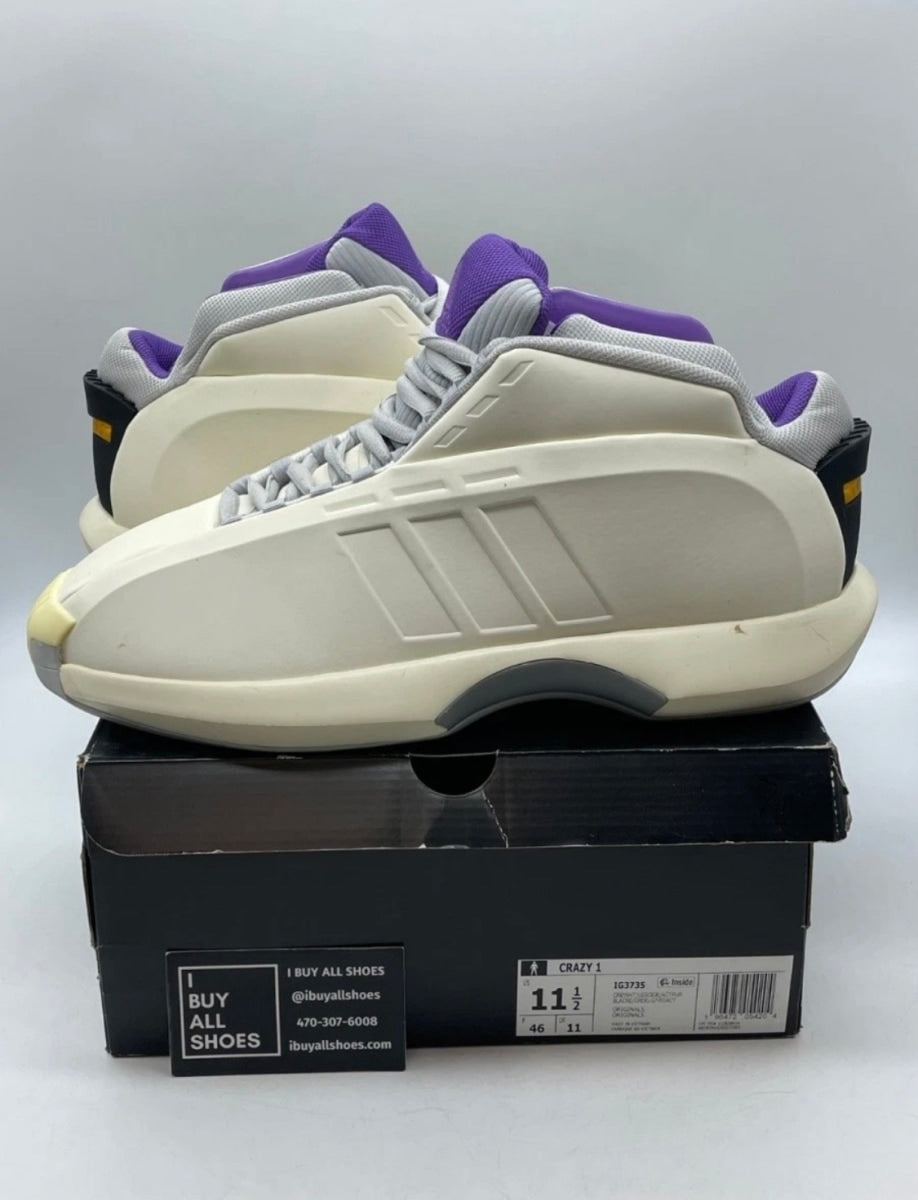 adidas Crazy 1 Cream White Active Purple 11.5 (Lightly Worn Pre-Owned)adidasCream White/Light Solid Grey/Active Purple - Image 1
