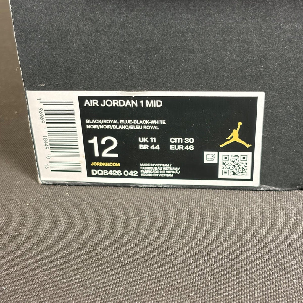 Jordan 1 Mid Black Royal Blue (Size 12) - Image 7