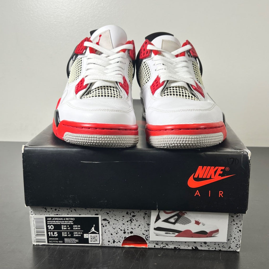 Jordan 4 Retro Fire Red (2020) 10 (Moderately Worn Pre-Owned)JordanWhite/Black-Tech Grey-Fire Red - Image 2