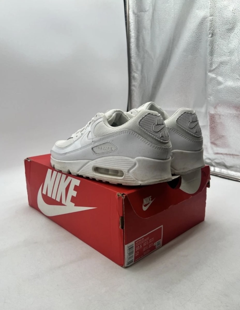 Nike Air Max 90 Recraft Triple White 10.5 (Heavily Worn Pre-Owned)NikeWhite/White-White-Wolf Grey - Image 4