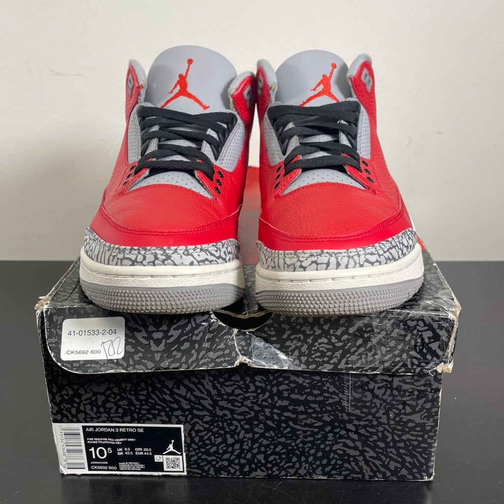 Jordan 3 Retro SE Unite 10.5 (Moderately Worn Pre-Owned)JordanFire Red/Fire Red-Cement Grey-Black - Image 2