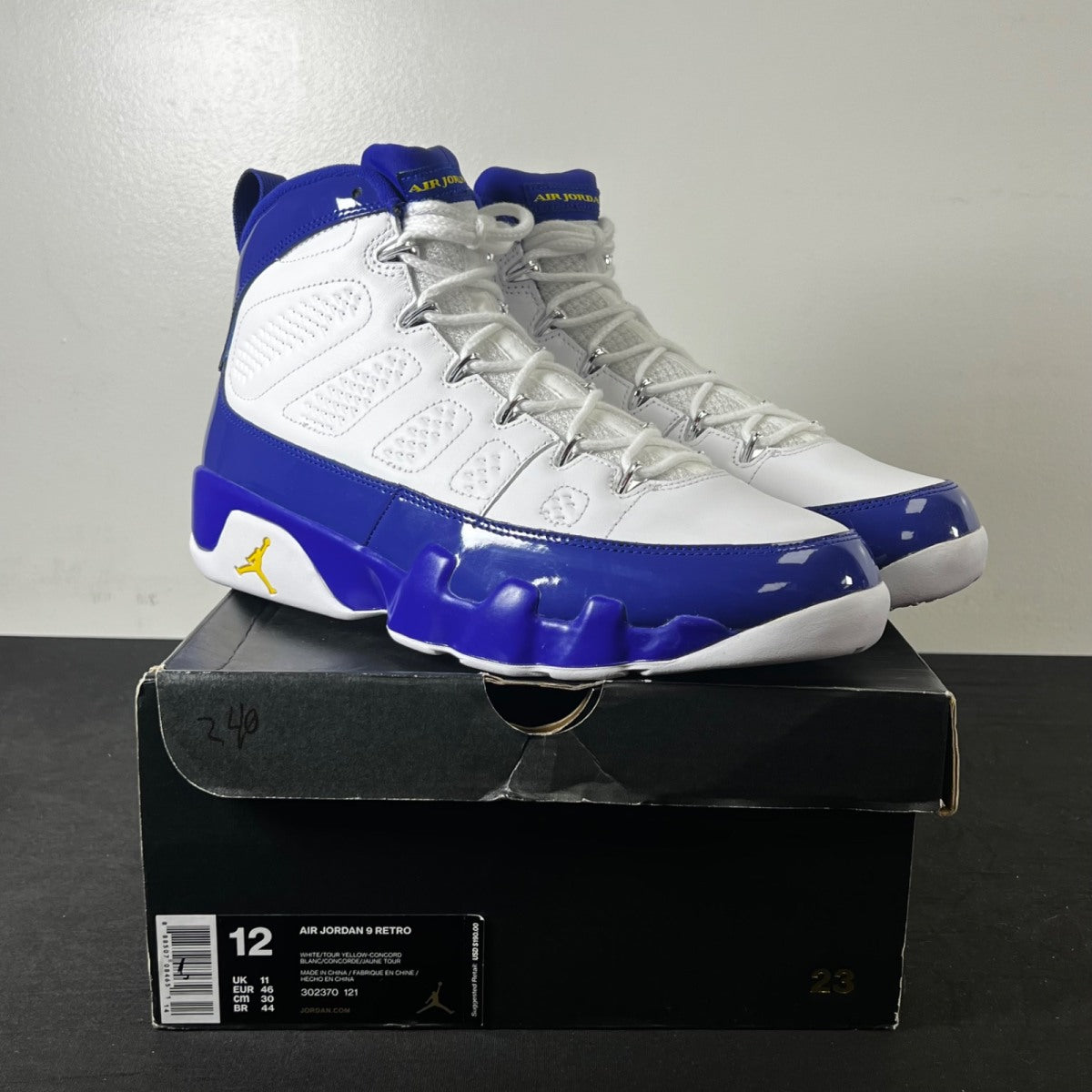 Jordan 9 Retro Kobe Bryant PE 12 (New Pre-Owned)JordanWhite/Concord-Tour Yellow - Image 1