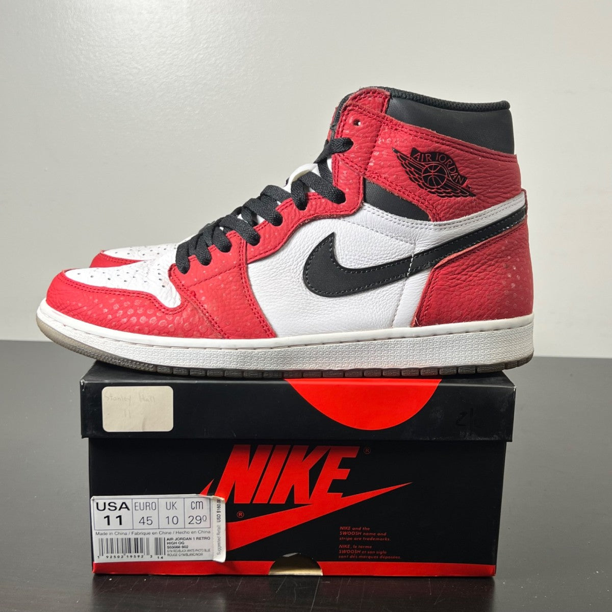 Jordan 1 Retro High Spider-Man Origin Story (Size 11) Moderately Worn - Image 3