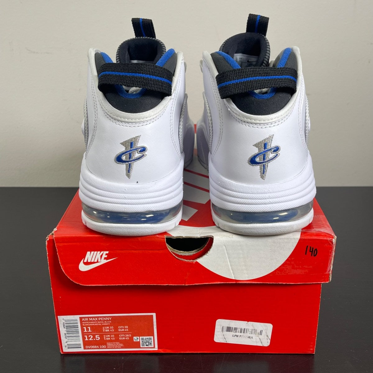 Nike Air Max Penny 1 Home (2022) 11 (Moderately Worn Pre-Owned)NikeWhite/Varsity Royal-Black - Image 4