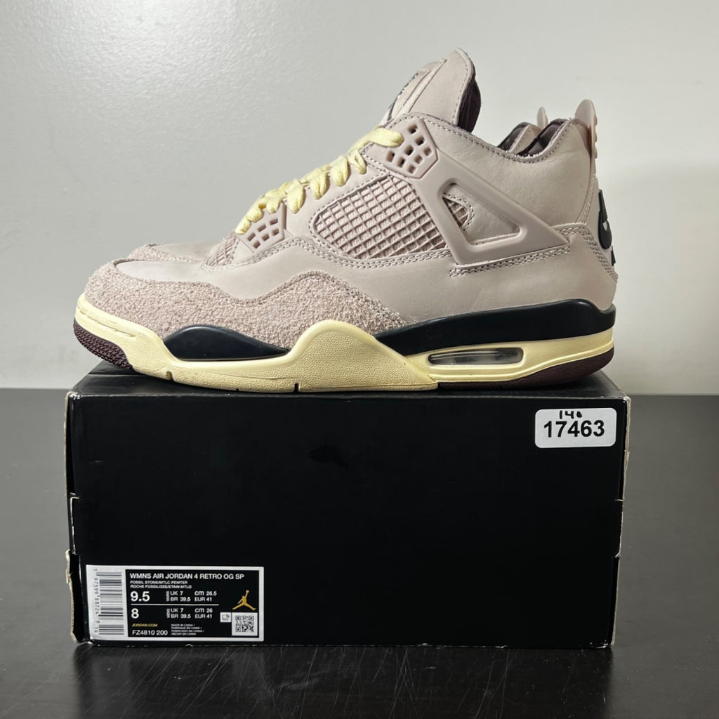 Jordan 4 Retro OG SP A Ma Maniére While You Were Sleeping (Women's) 9.5W (Lightly Worn Pre-Owned)JordanFossil Stone/Metallic Pewter/Burgundy Crush - Image 3