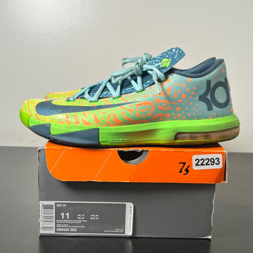 Nike KD 6 Liger 11 (Moderately Worn Pre-Owned)NikeElectric Green/Night Factor-Atomic Orange - Image 3
