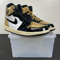 Jordan 1 Retro High NRG Patent Gold Toe 10 (Moderately Worn Pre-Owned)JordanBlack/Metallic Gold-Summit White - Image 1
