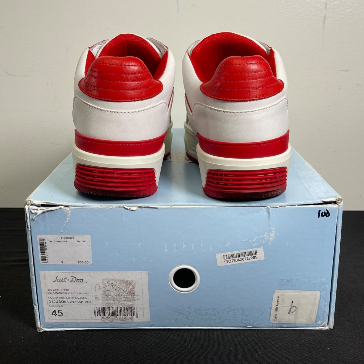 Just Don Courtside Low 'White Red' (Size 45) - Image 4