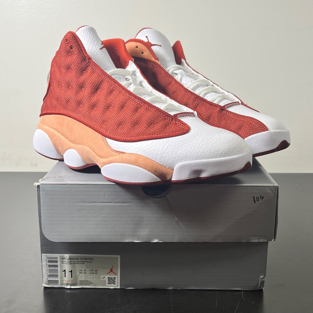 Jordan 13 Retro Dune Red 11 (Moderately Worn Pre-Owned)JordanDune Red/Dune Red/Terra Blush/White - Image 1