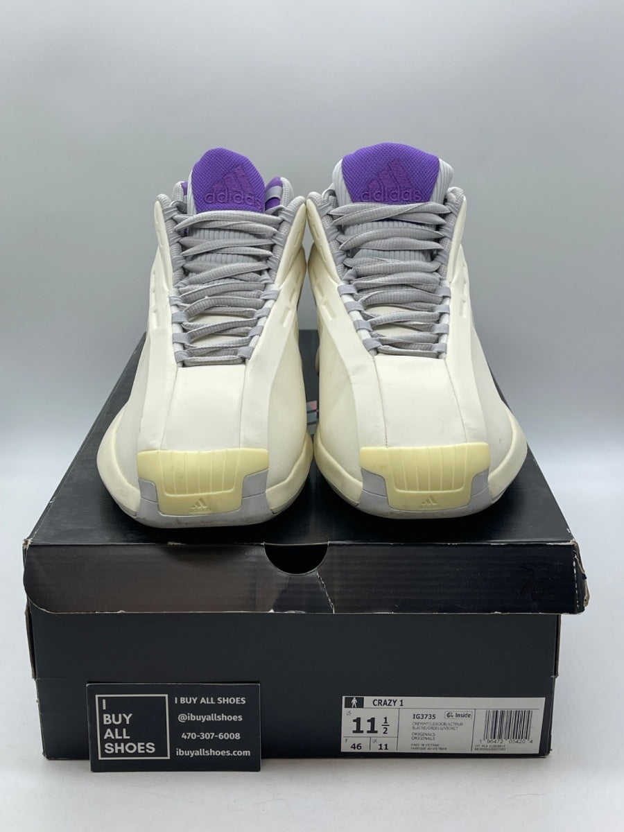 adidas Crazy 1 Cream White Active Purple 11.5 (Moderately Worn Pre-Owned) - Image 2