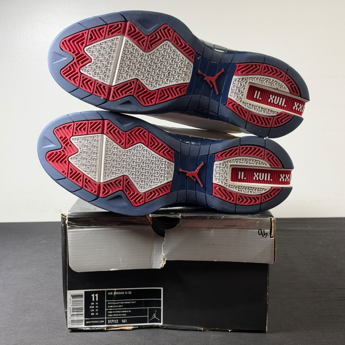 Jordan 15 SE White Navy Red (Size 11) - Image 6