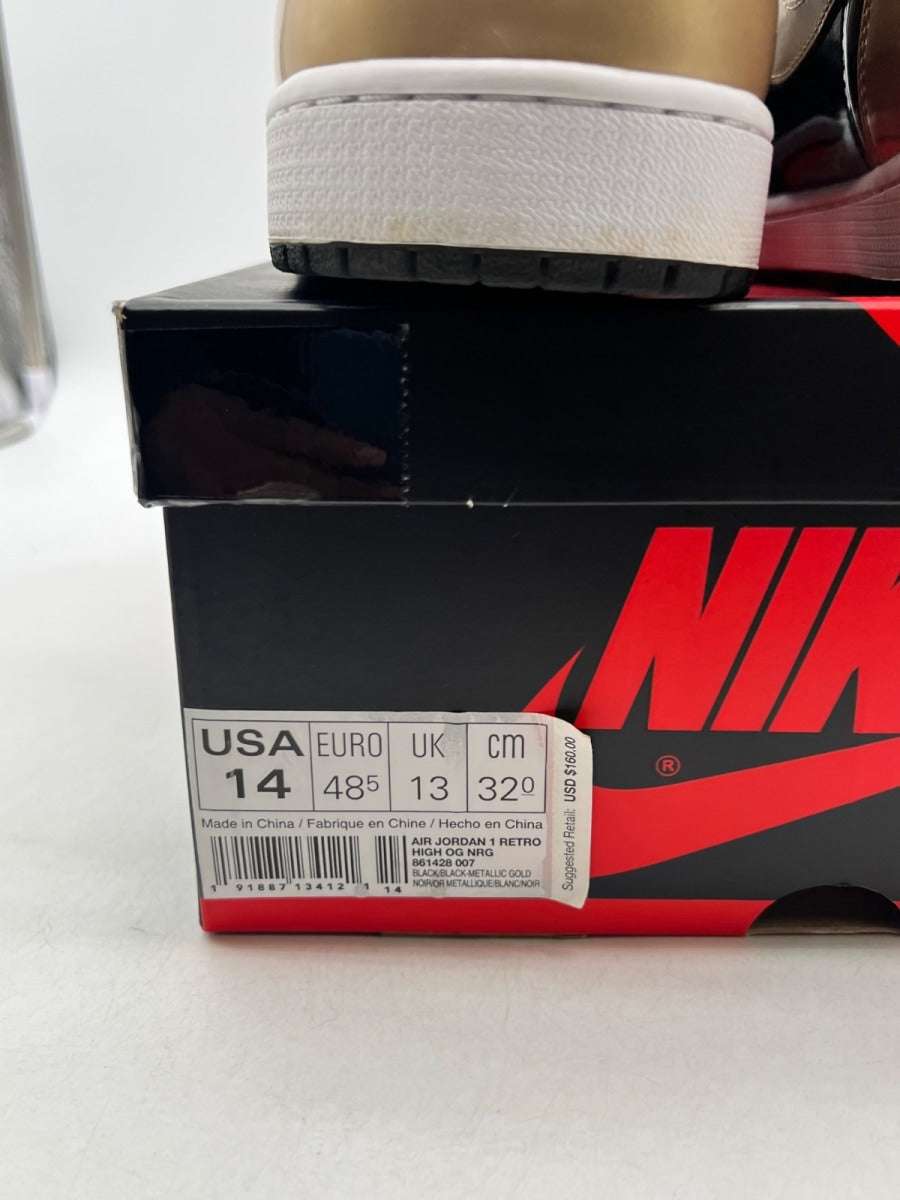 Jordan 1 Retro High NRG Patent Gold Toe 14 (Lightly Worn Pre-Owned)JordanBlack/Metallic Gold-Summit White - Image 6