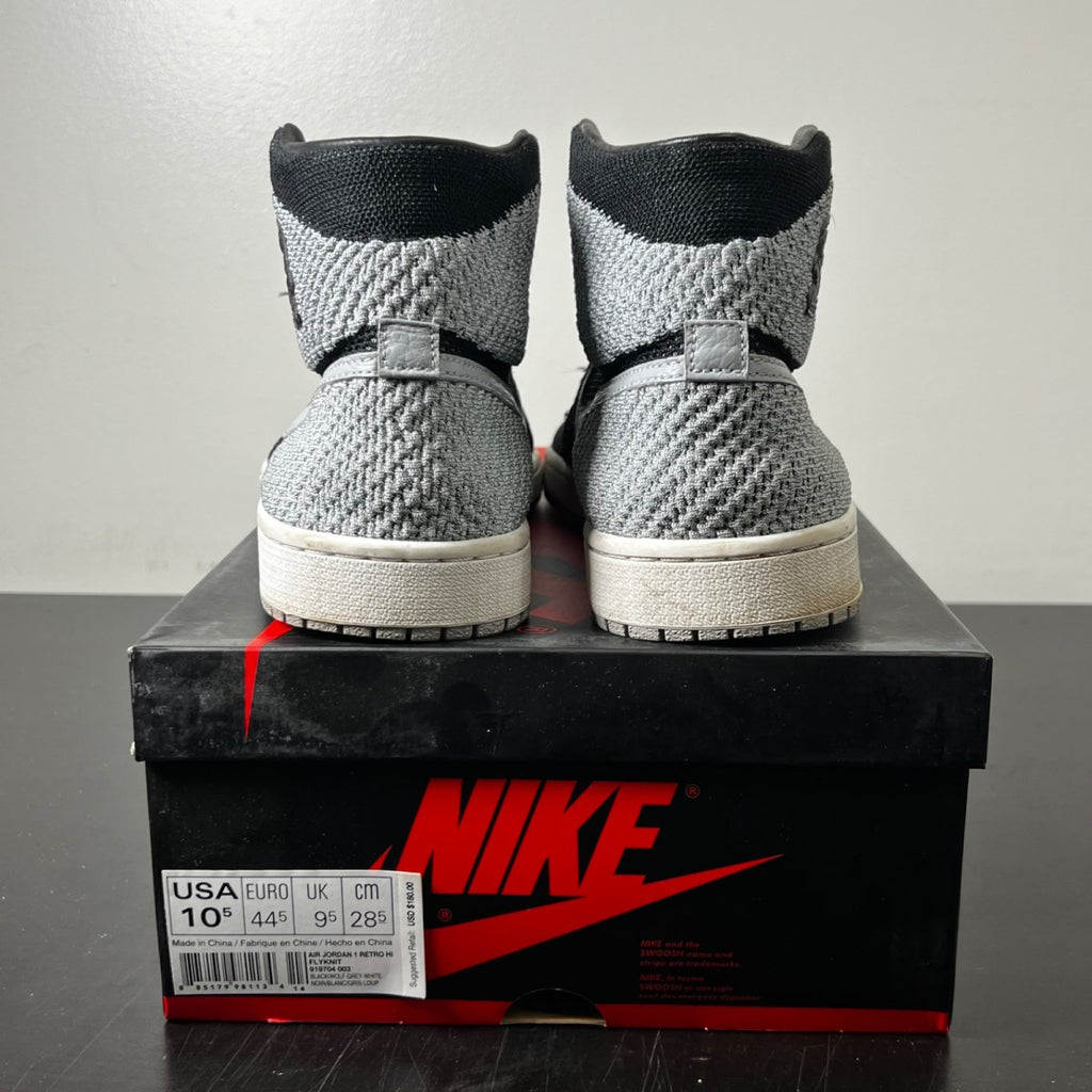 Jordan 1 Retro High Flyknit Shadow 10.5 (Lightly Worn Pre-Owned)JordanBlack/Wolf Grey-White - Image 4