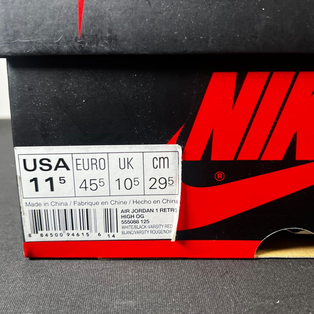 Jordan 1 Retro Black Toe (2016) 11.5 (Lightly Worn Pre-Owned)JordanWhite/Varsity Red/Black - Image 4