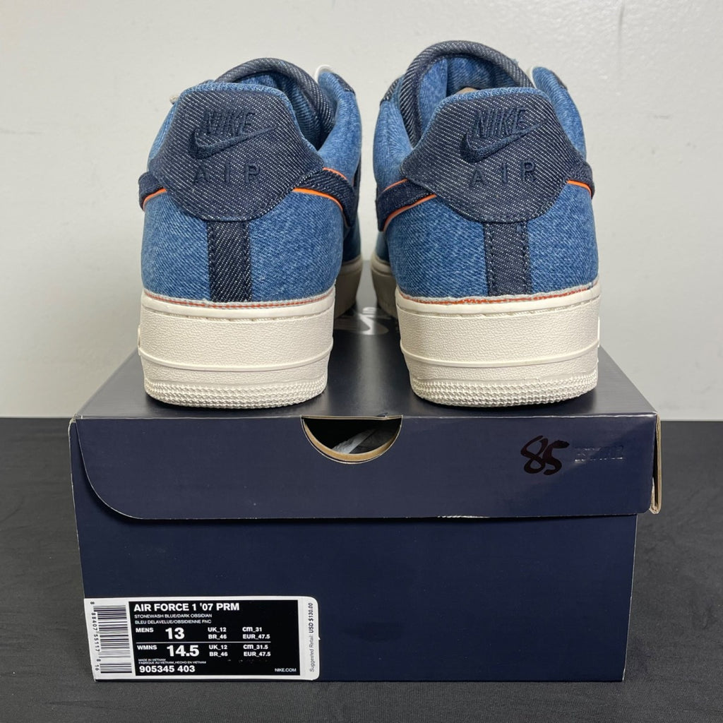 Nike Air Force 1 Low 3x1 Denim Stonewash 13 (Moderately Worn Pre-Owned)NikeStonewash Blue/Dark Obsidian-Summit White - Image 4
