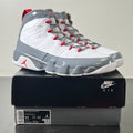 Jordan 9 Retro Fire Red 11 (Lightly Worn Pre-Owned)JordanWhite/Fire Red/Cool Grey - Image 1