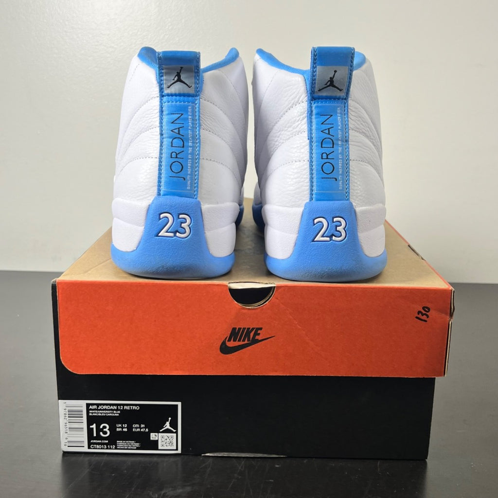 Jordan 12 Retro Melo (2025) 13 (Lightly Worn Pre-Owned)JordanWhite/University Blue/Metallic Silver - Image 5