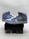 Jordan 1 Mid Purple Aqua 11.5 (Lightly Worn Pre-Owned) - Image 1