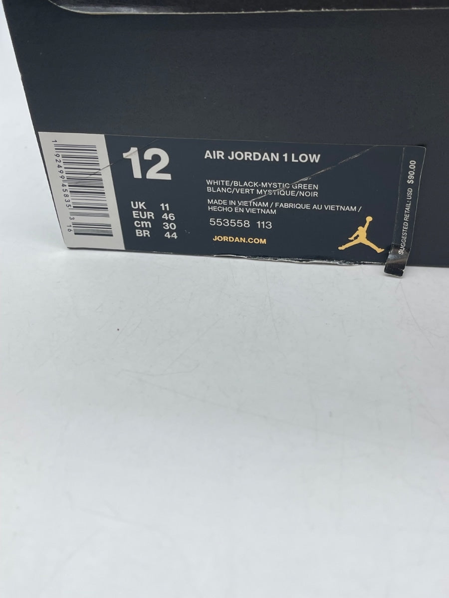 Jordan 1 Low White Black Mystic Green 12 (Moderately Worn Pre-Owned) - Image 9